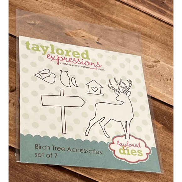 HTF Taylored Expressions TE180 Birch Tree Accessories Dies Set Of 7 DEER BIRD - Picture 1 of 3